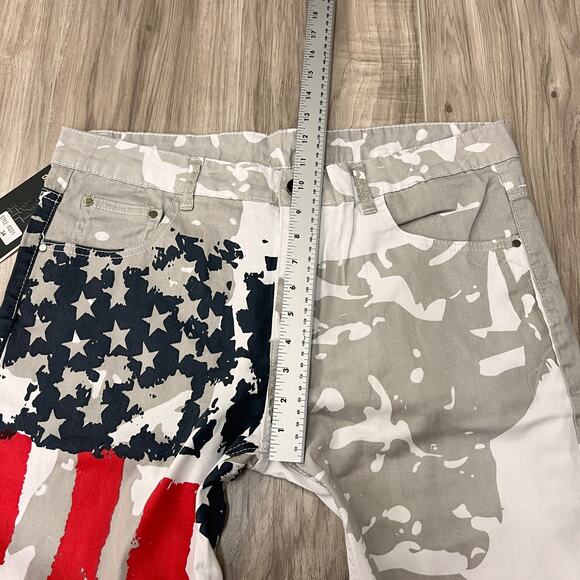 Dant Bulun Mens Straight Fit American Flag Printed Jeans Multicolor Size 34 - Picture 4 of 7
